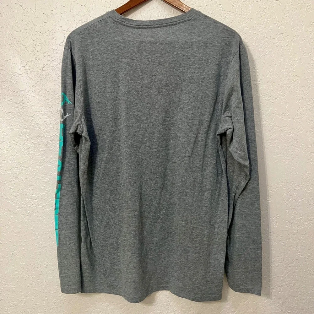 REALTREE Mens Long Sleeve Gray Shirt Logo Graphic Size Large Gorpcore Outdoor